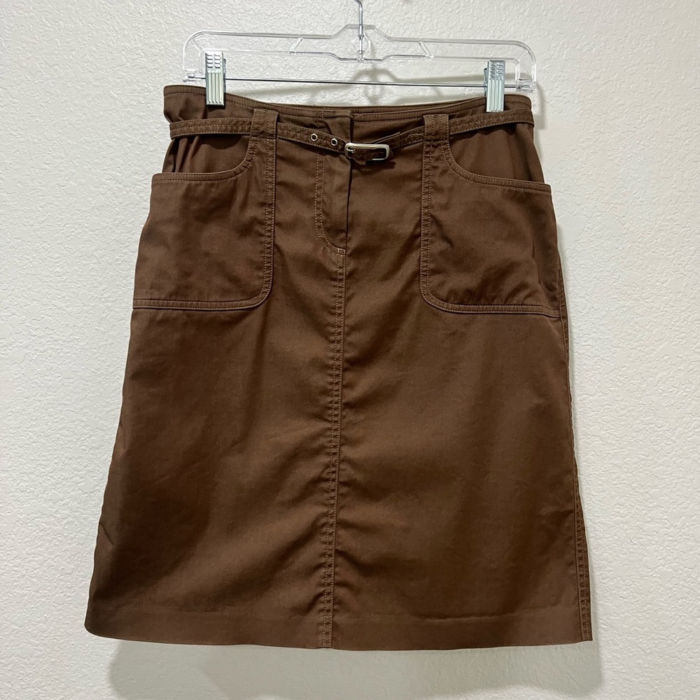 Anthropologie Cynthia Steffe Khaki Belted A Line Pencil Skirt - Picture 2 of 14